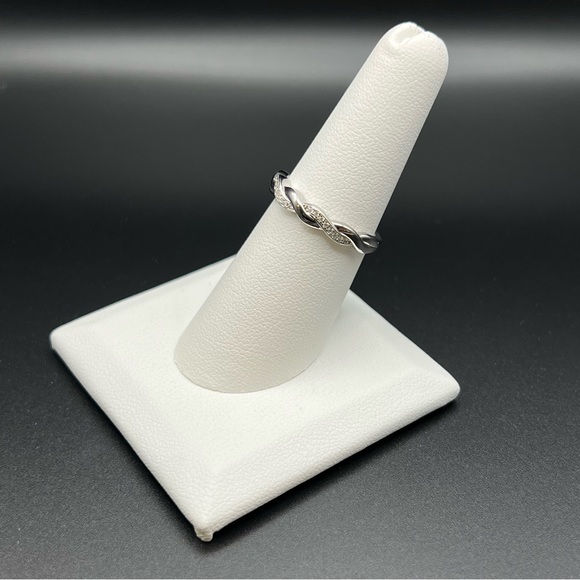 Braided Clear CZ Ring Sterling Silver - Picture 12 of 13